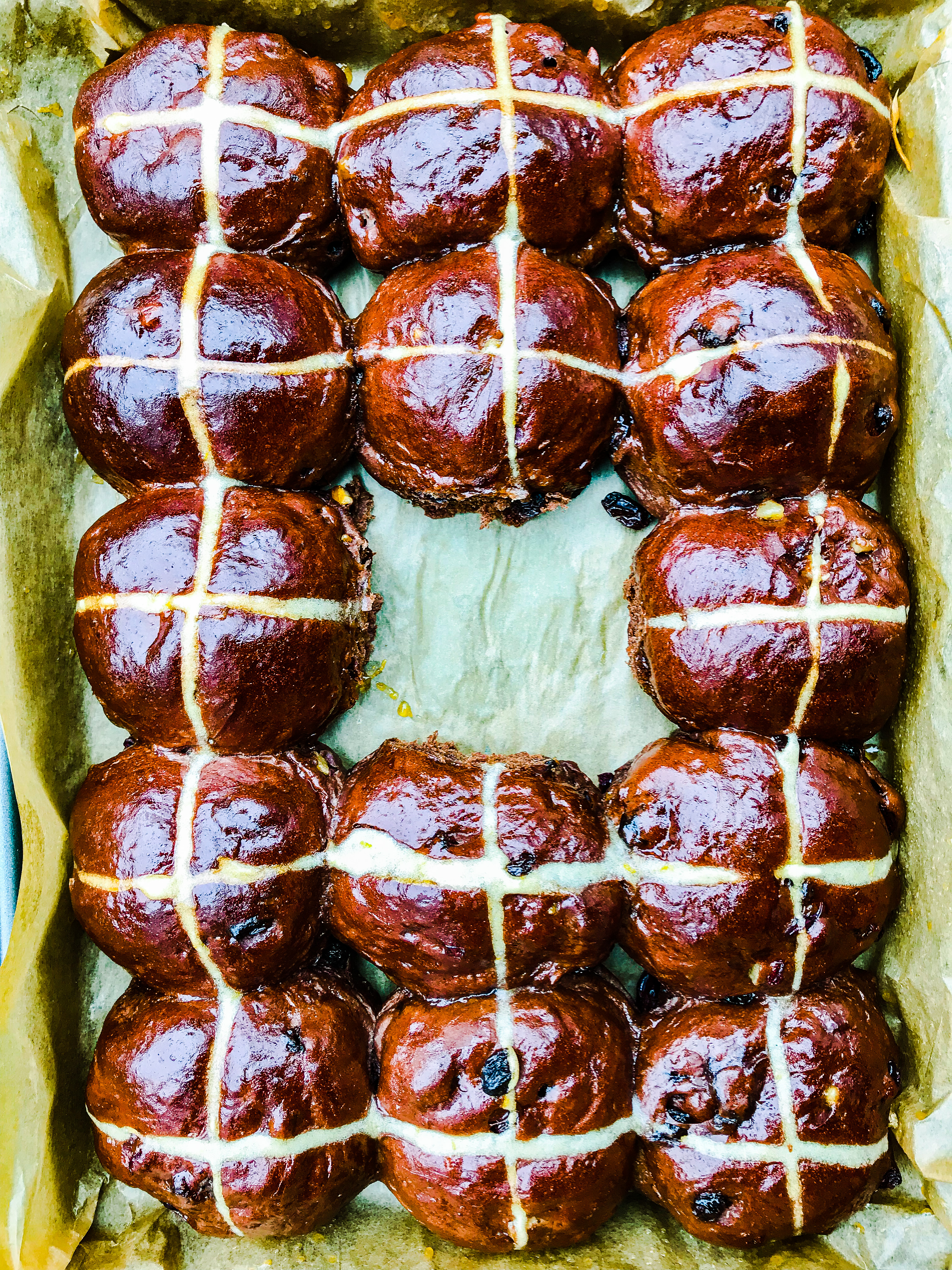 Spiced Chocolate Hot Cross Buns