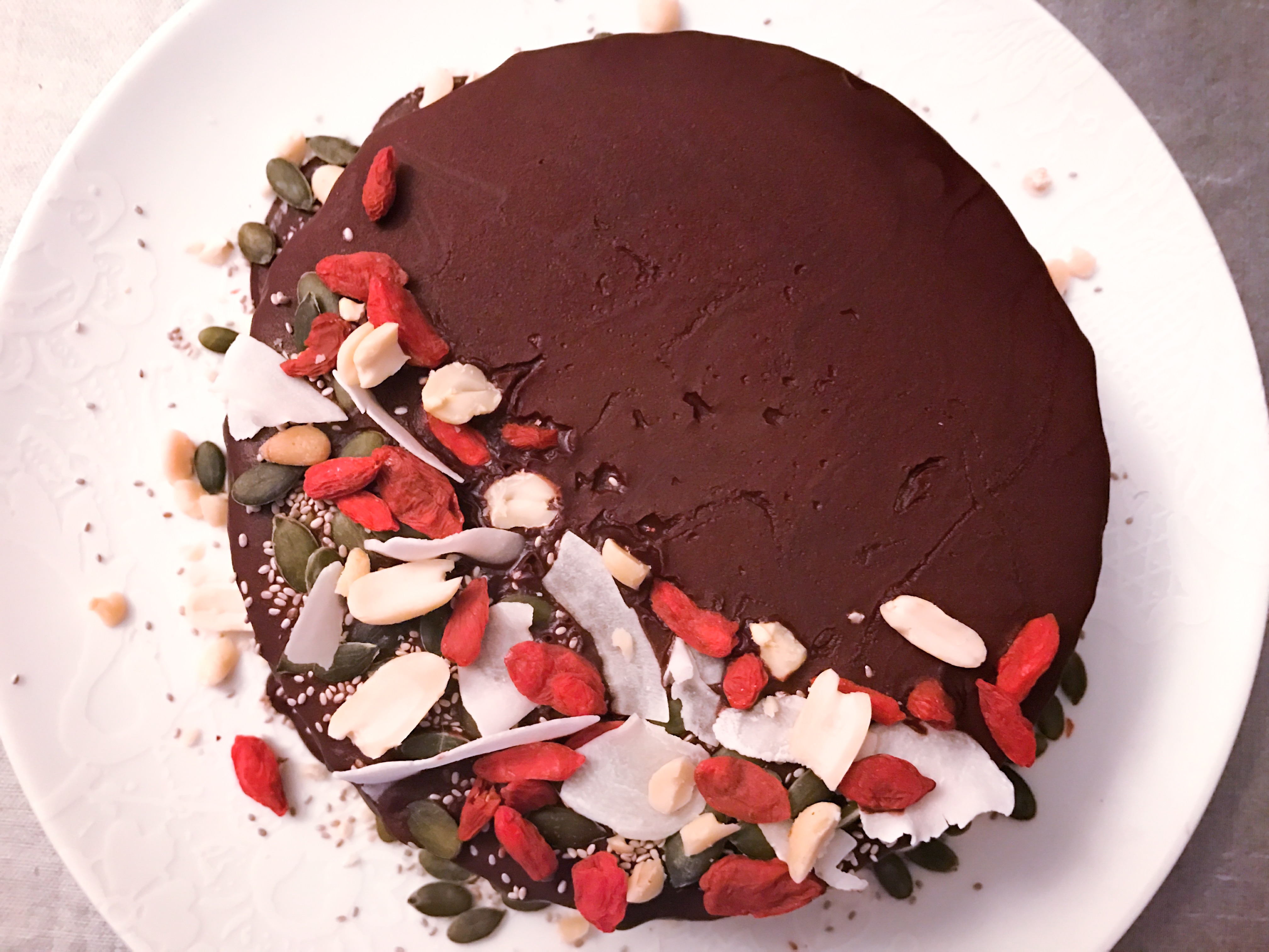 Raw Chocolate Peanut Caramel Cake