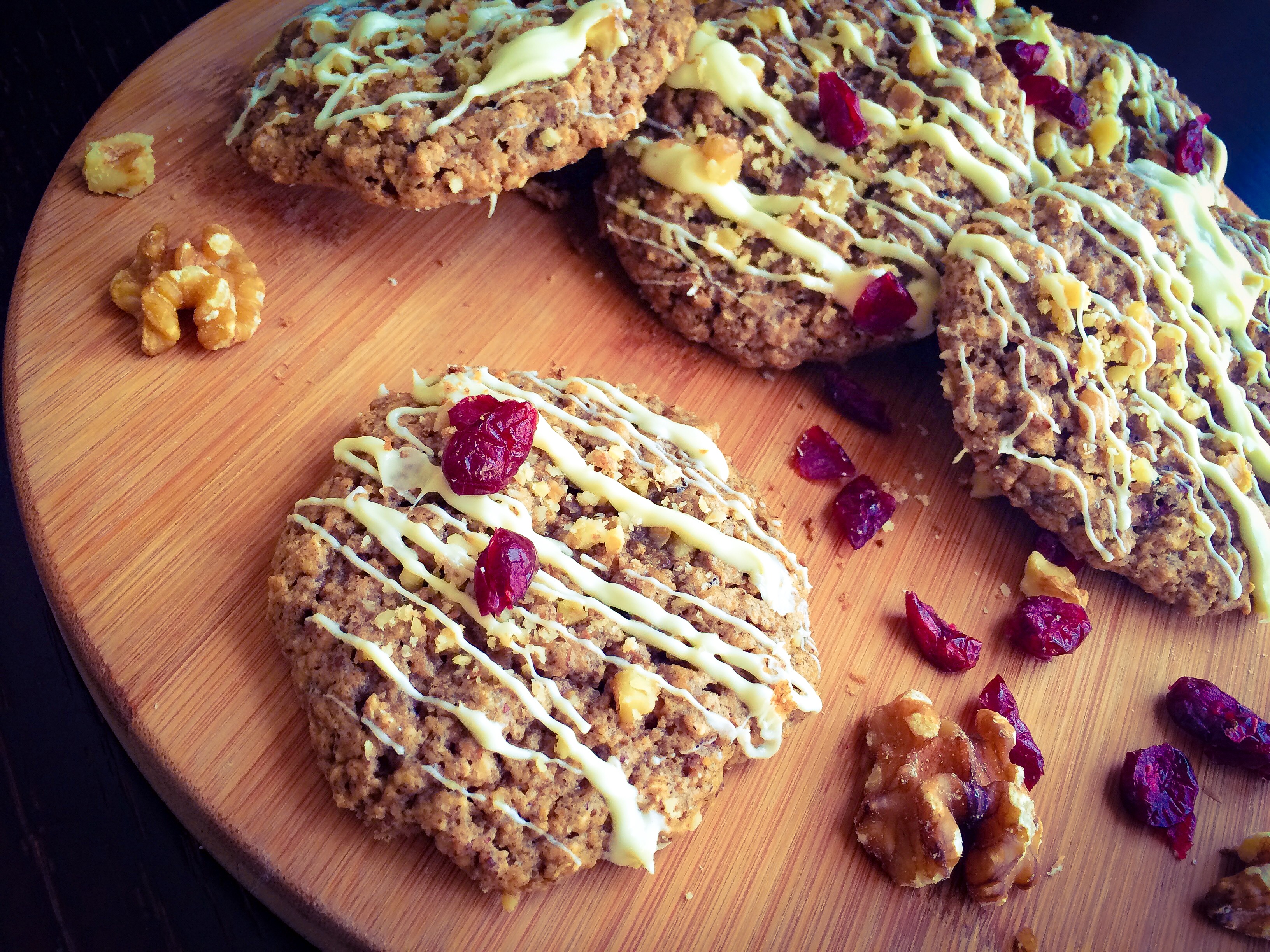 Crunchy Almond Butter and Cranberry Oat Cookies