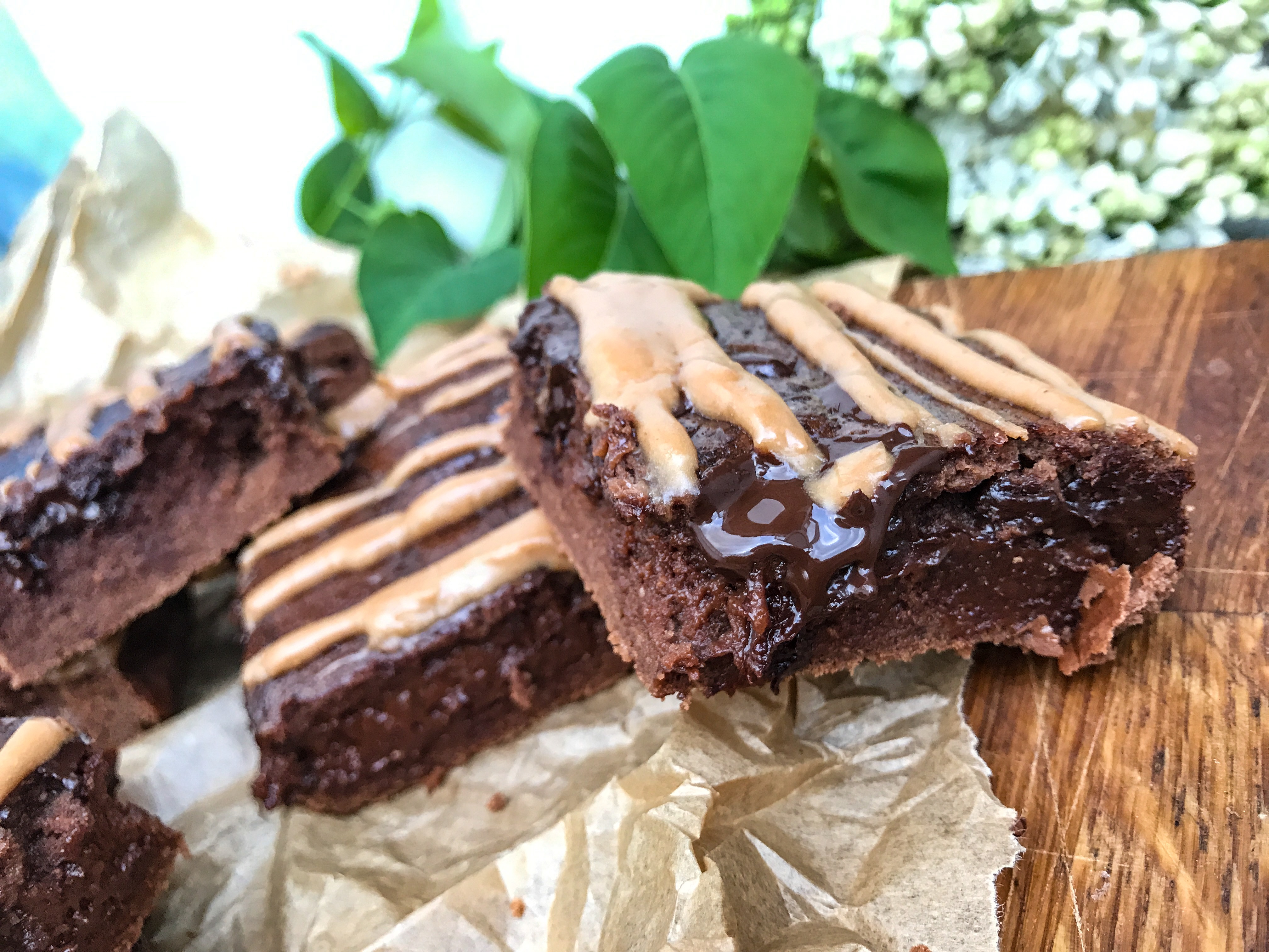 Fudgy protein brownie slices